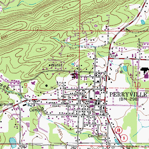 Topographic Map of Perryville Elementary School, AR