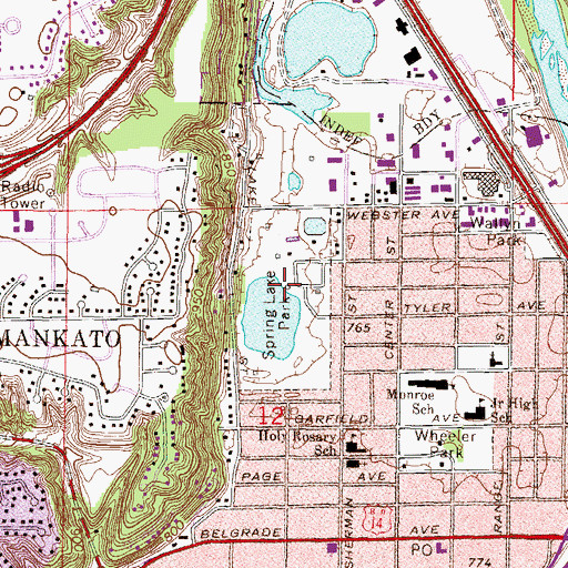 Topographic Map of Spring Lake Park, MN