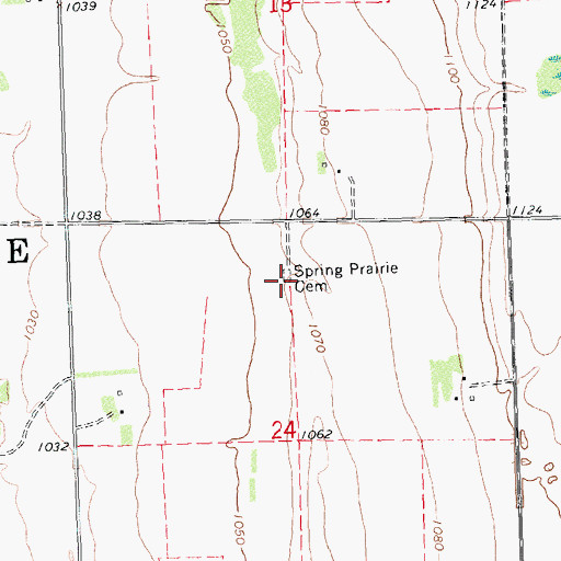 Topographic Map of Spring Prairie Cemetery, MN