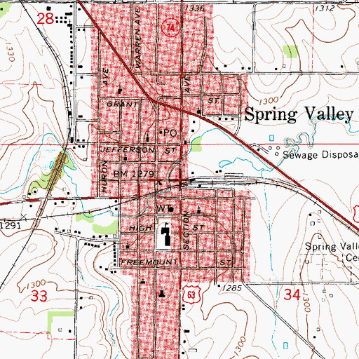 Topographic Map of Spring Valley, MN