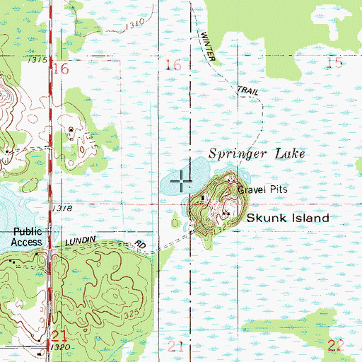 Topographic Map of Springer Lake, MN