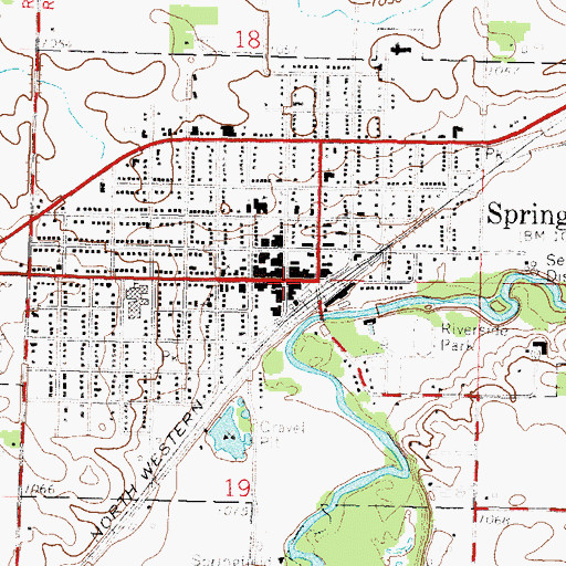 Topographic Map of Springfield, MN