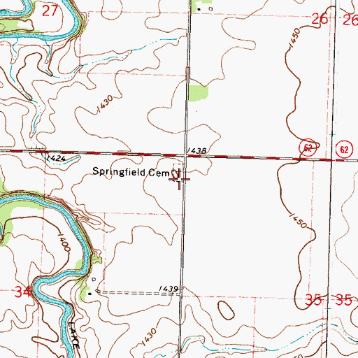 Topographic Map of Springfield Cemetery, MN