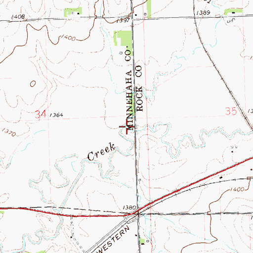 Topographic Map of Springwater Creek, MN
