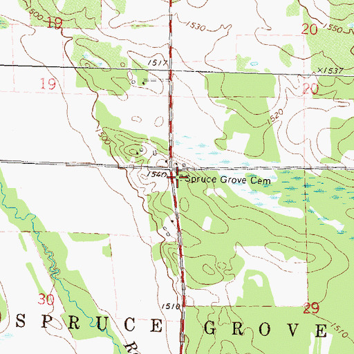 Topographic Map of Spruce Grove Cemetery, MN