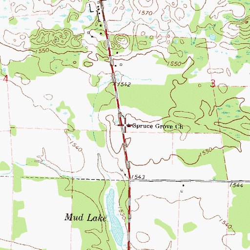 Topographic Map of Spruce Grove Church, MN