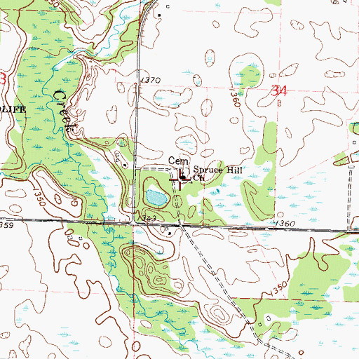 Topographic Map of Spruce Hill Church, MN