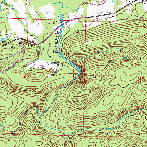 Topographic Map of Rankin (historical), AR