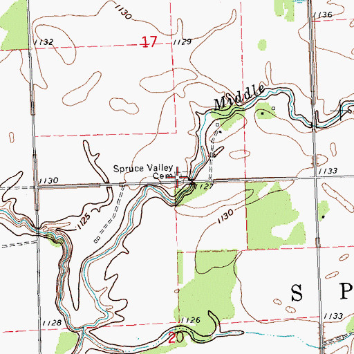 Topographic Map of Spruce Valley Cemetery, MN