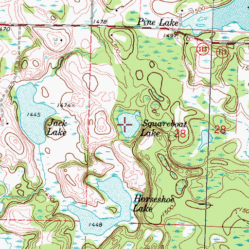 Topographic Map of Squareboat Lake, MN