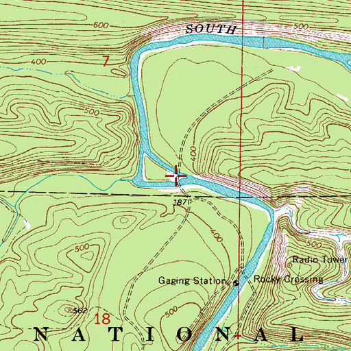 Topographic Map of Rocky Ford, AR