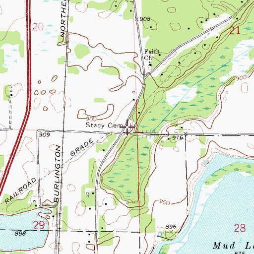 Topographic Map of Stacy Cemetery, MN