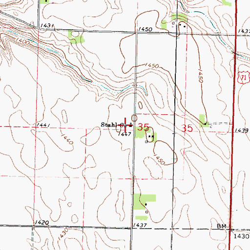 Topographic Map of Stahl Church, MN