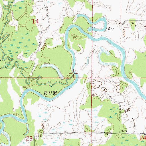 Topographic Map of Stanchfield Creek, MN