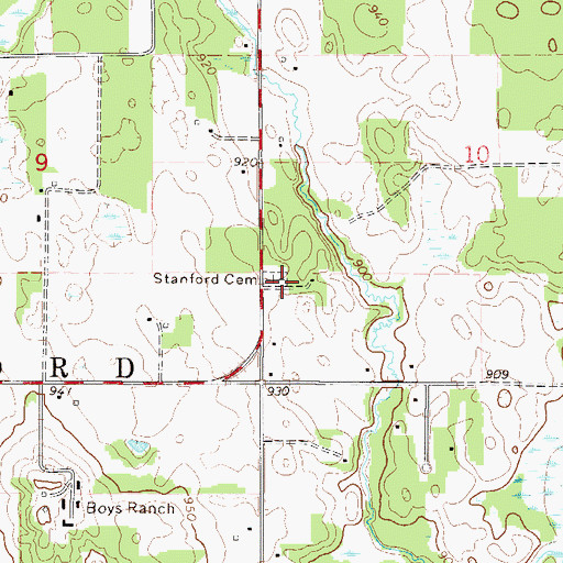 Topographic Map of Stanford Cemetery, MN