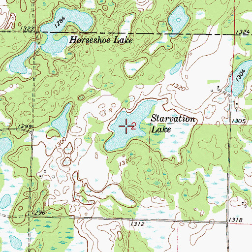 Topographic Map of Starvation Lake, MN