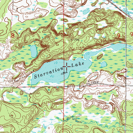 Topographic Map of Starvation Lake, MN