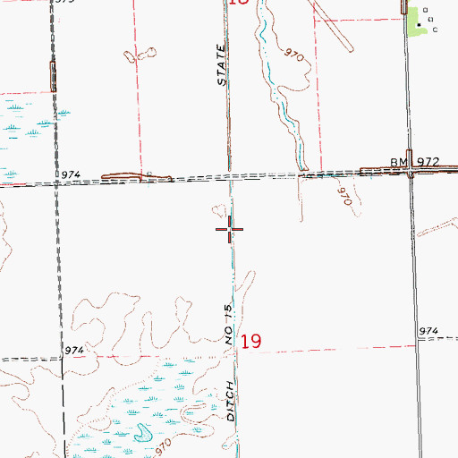 Topographic Map of State Ditch Number Fifteen, MN