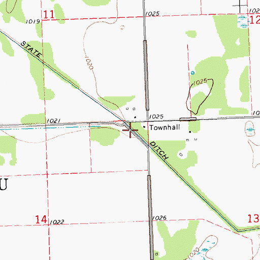 Topographic Map of State Ditch Number Fiftyone, MN