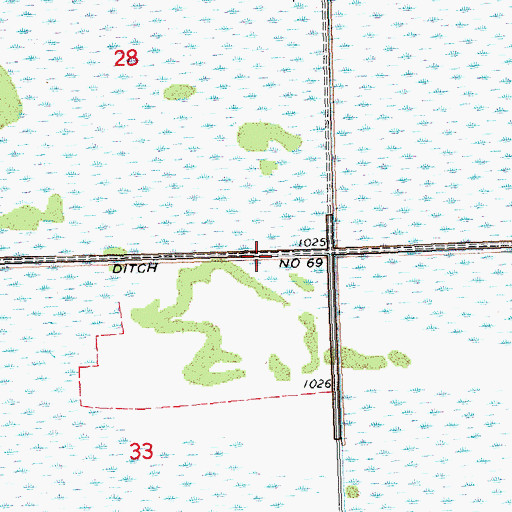 Topographic Map of State Ditch Number Sixtynine, MN