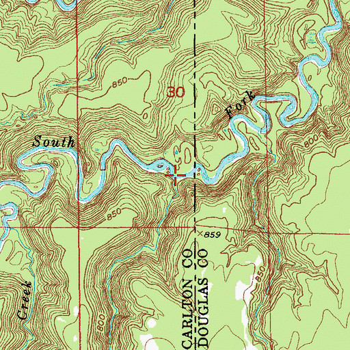 Topographic Map of State Line Creek, MN