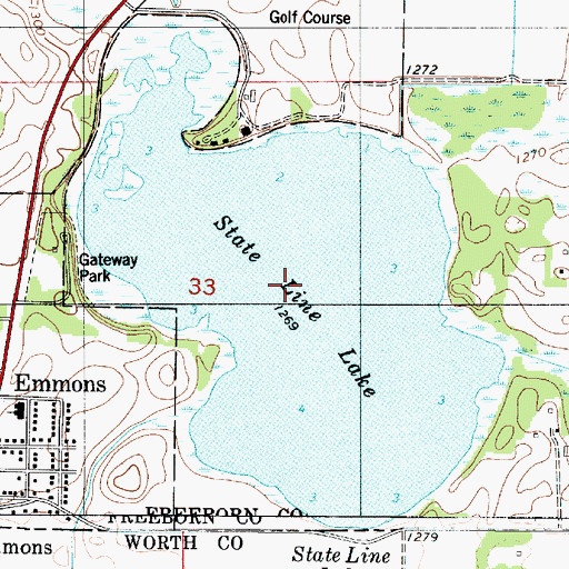 Topographic Map of State Line Lake, MN