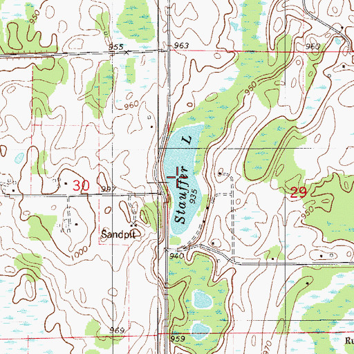 Topographic Map of Stauffer Lake, MN