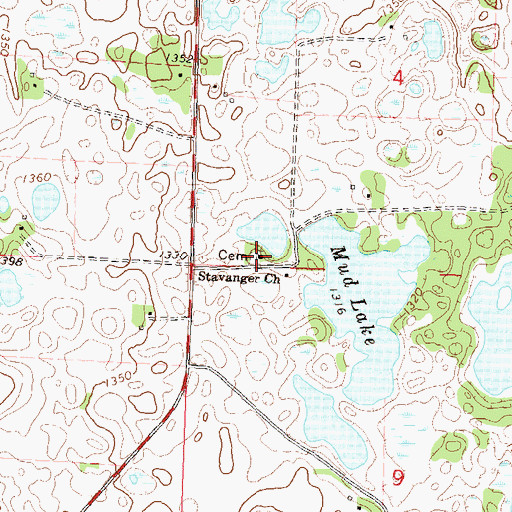 Topographic Map of Stavanger Church, MN