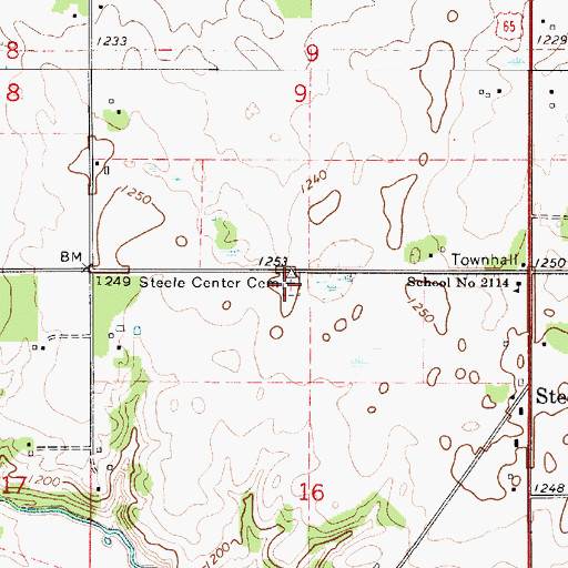 Topographic Map of Steele Center Cemetery, MN