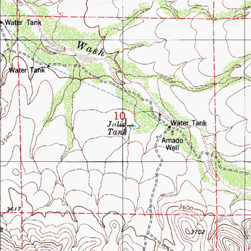Topographic Map of Julia Tank, AZ