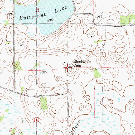 Topographic Map of Steelsville Cemetery, MN