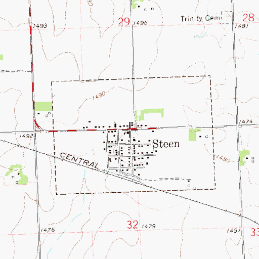 Topographic Map of Steen, MN