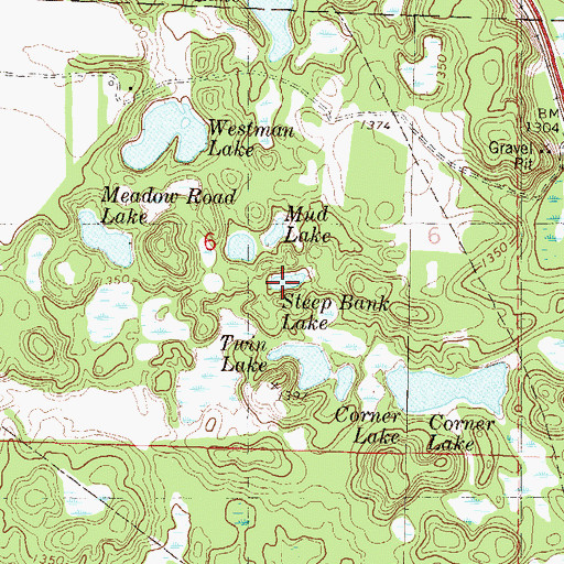 Topographic Map of Steep Bank Lake, MN