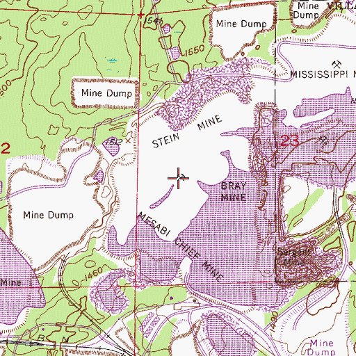 Topographic Map of Stein Mine, MN