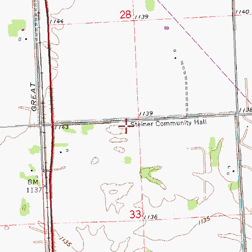Topographic Map of Steiner Community Hall, MN