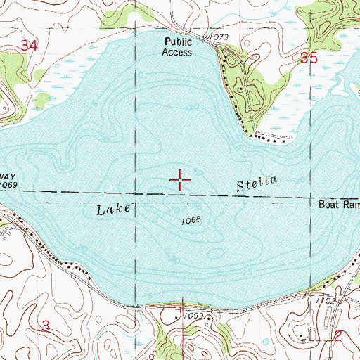 Topographic Map of Lake Stella, MN