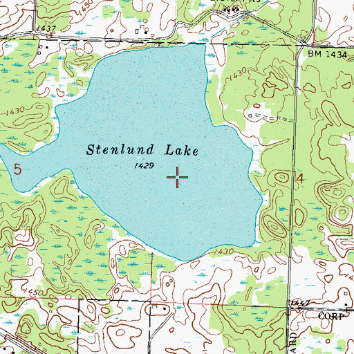 Topographic Map of Stenlund Lake, MN