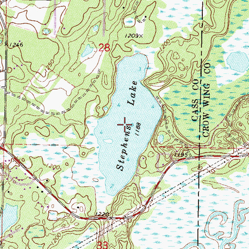 Topographic Map of Stephens Lake, MN