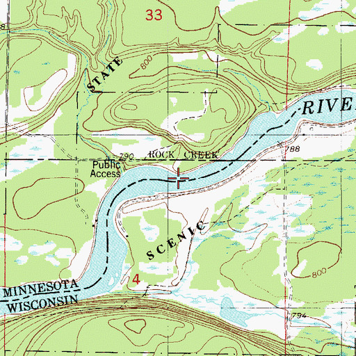 Topographic Map of Stevens Creek, MN