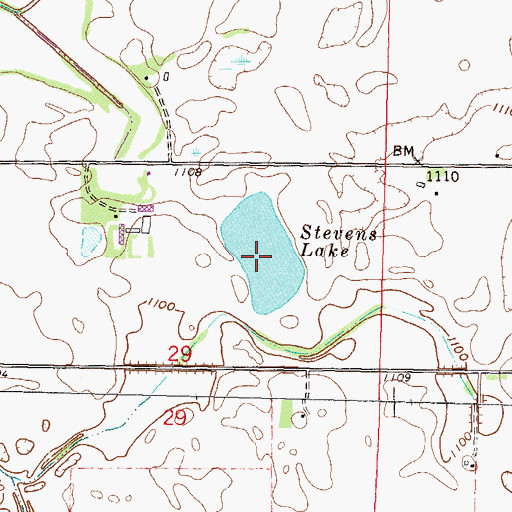Topographic Map of Stevens Lake, MN
