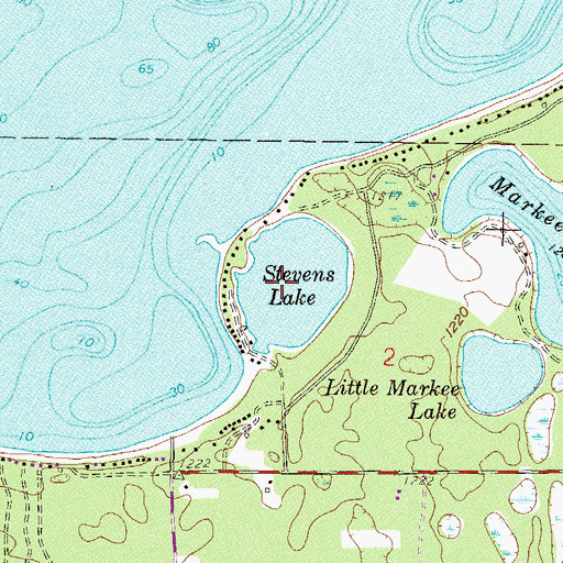 Topographic Map of Stevens Lake, MN