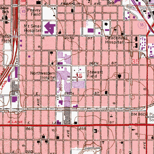 Topographic Map of Stewart Field, MN