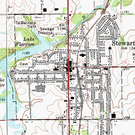 Topographic Map of Stewartville, MN