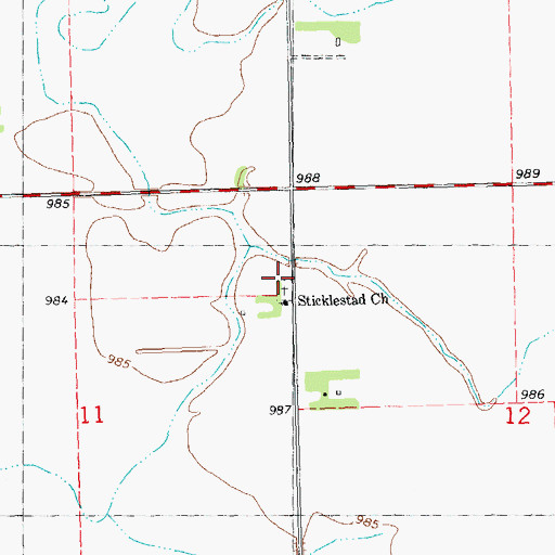 Topographic Map of Sticklestad Church, MN