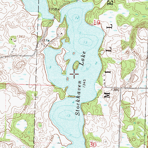 Topographic Map of Stockhaven Lake, MN