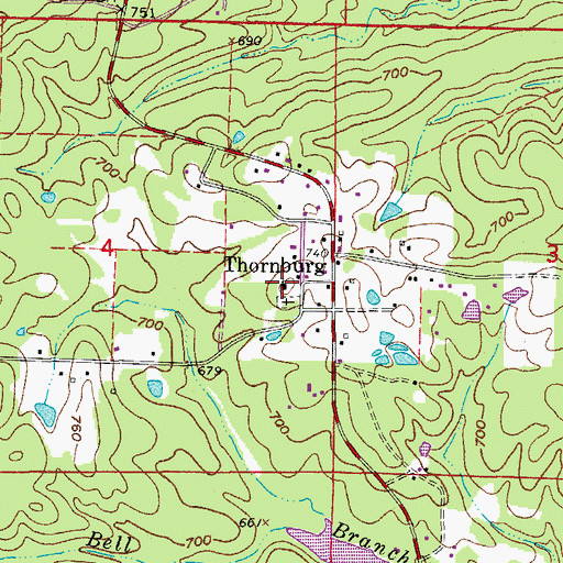 Topographic Map of Thornburg Baptist Church, AR