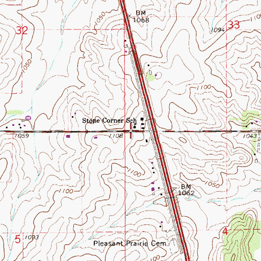 Topographic Map of Stone Corner School, MN