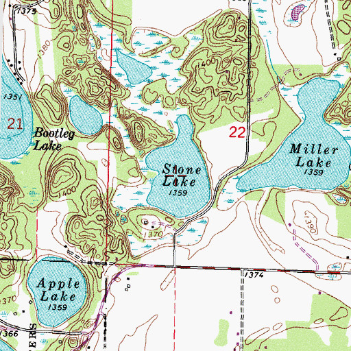 Topographic Map of Stone Lake, MN