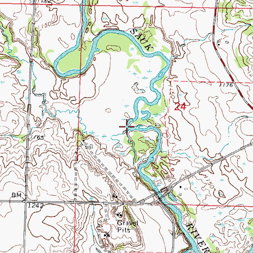 Topographic Map of Stony Creek, MN