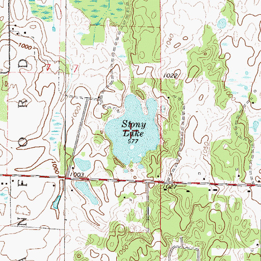 Topographic Map of Stony Lake, MN